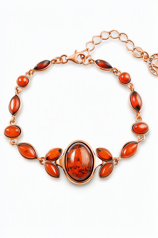 Oval Cognac Amber Silver Bracelet — DARVIN (Pre-Order)