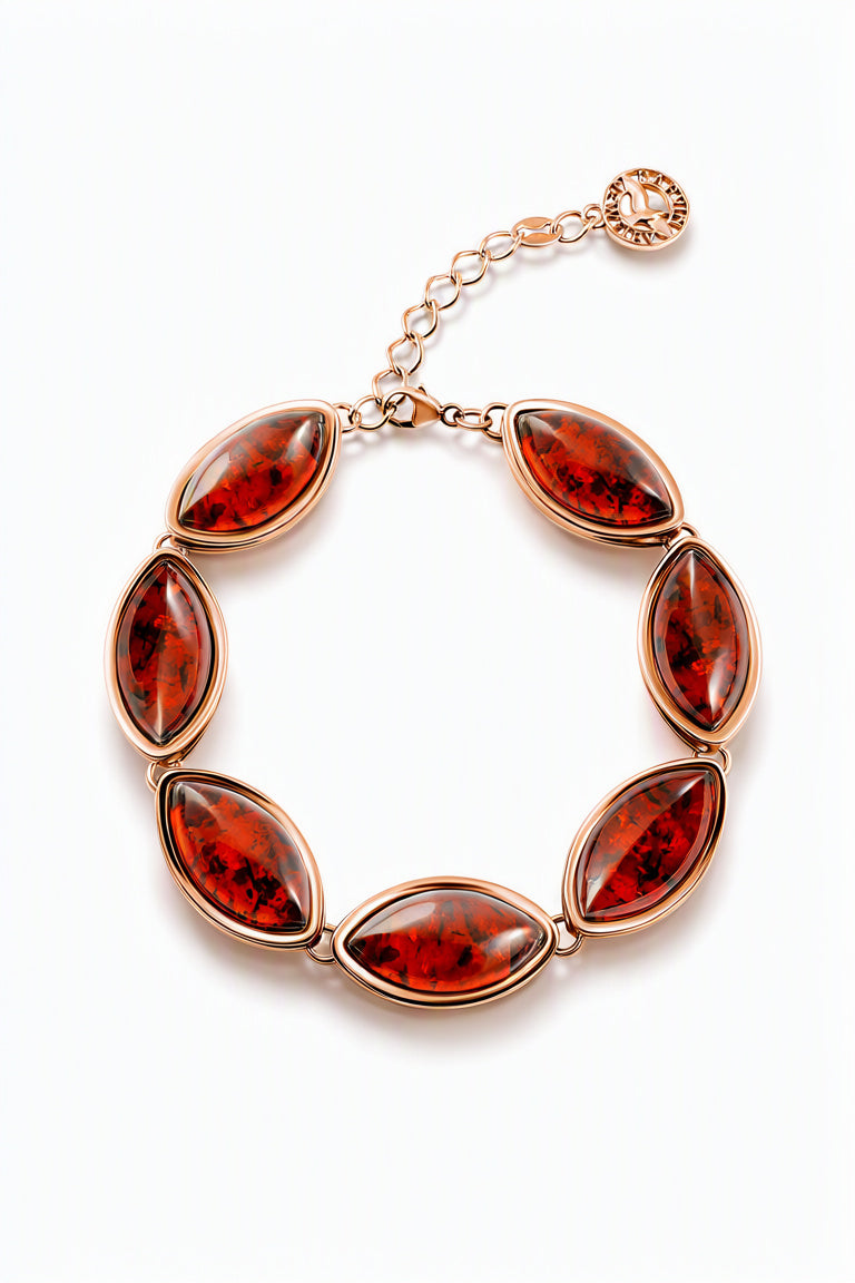 Marquise Cognac Amber Silver Bracelet — DARVIN (Pre-Order)