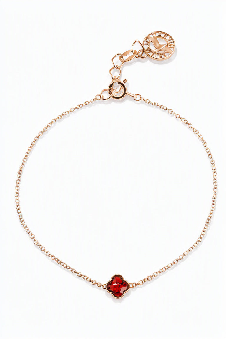 Four-Leaf Clover Cognac Amber Silver Bracelet — DARVIN (Pre-Order)
