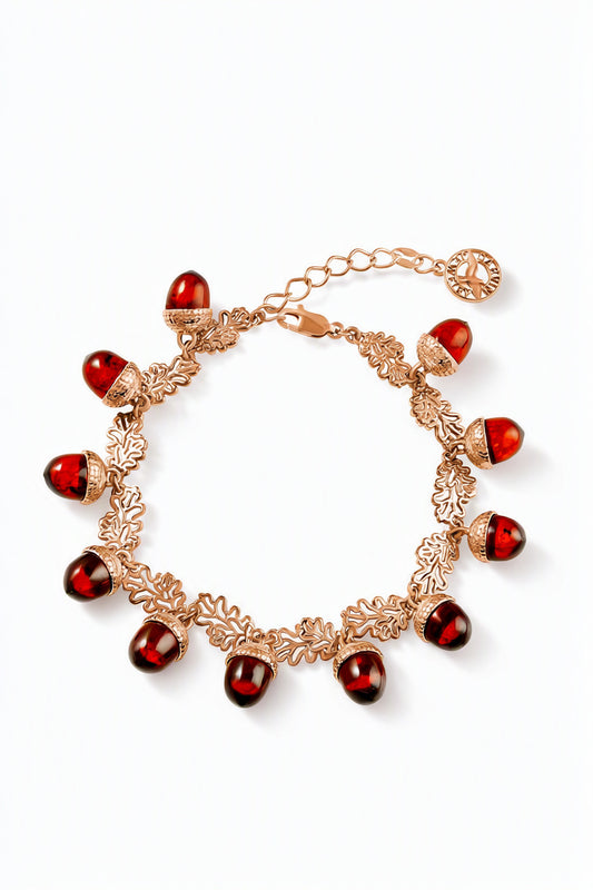 Acorn Cognac Amber Silver Bracelet — DARVIN (Pre-Order)