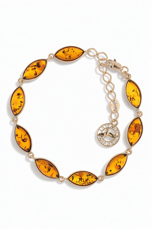 Marquise Cognac Amber Silver Bracelet — DARVIN (Pre-Order)