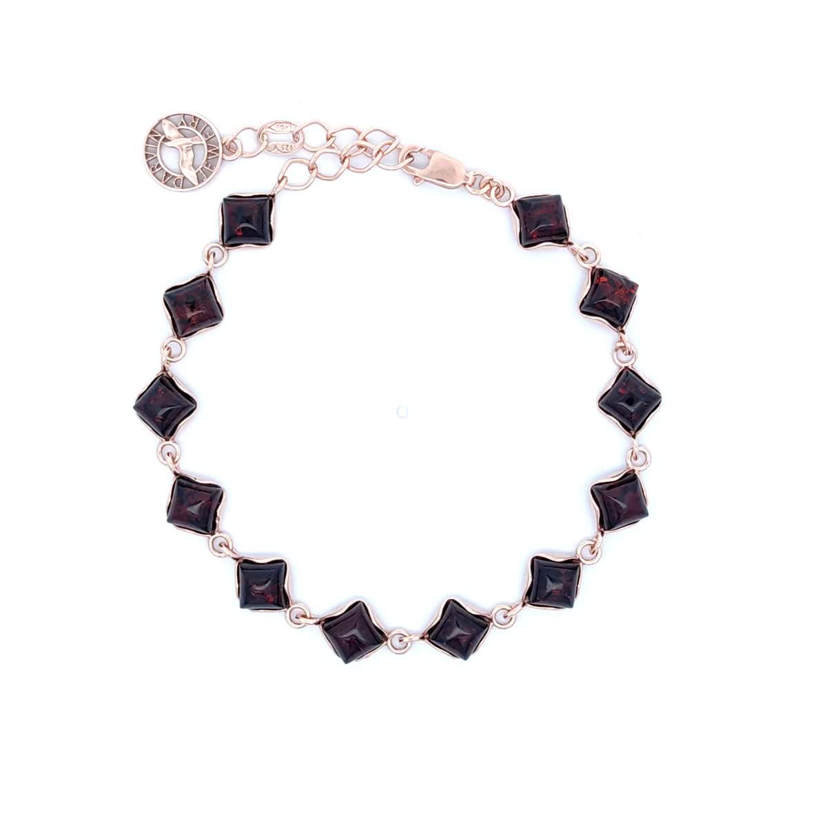 Square Cognac Amber Silver Bracelet — DARVIN (Pre-Order)