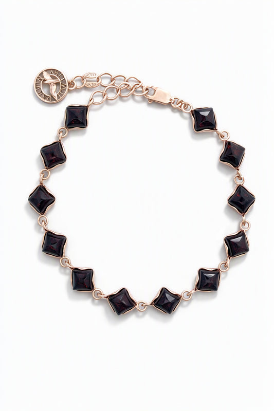 Square Cognac Amber Silver Bracelet — DARVIN (Pre-Order)