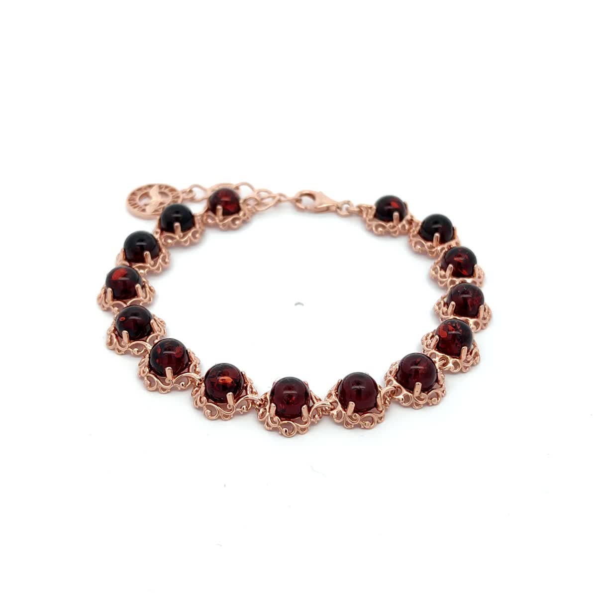 Round Cognac Amber Silver Bracelet — DARVIN (Pre-Order)
