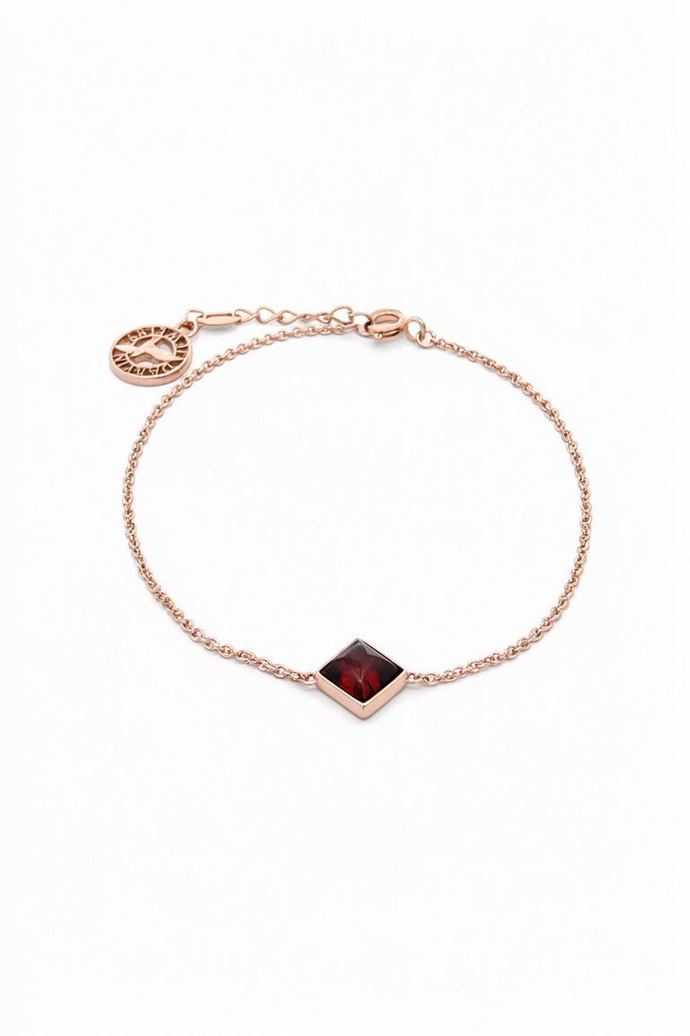 Square Cognac Amber Silver Bracelet — DARVIN (Pre-Order)