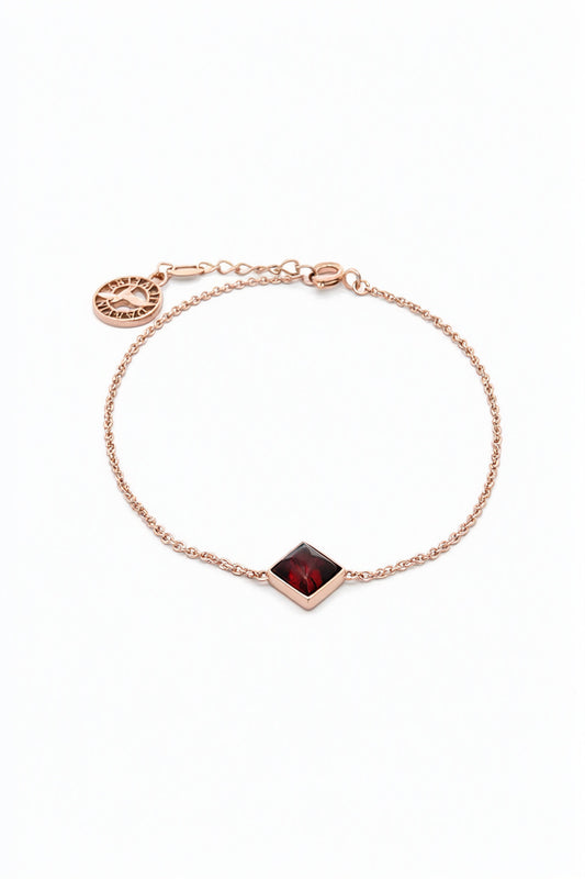 Square Cognac Amber Silver Bracelet — DARVIN (Pre-Order)