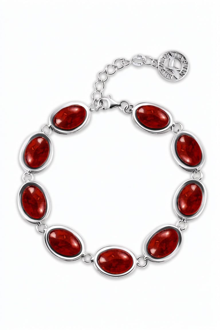 Oval Cognac Amber Silver Bracelet — DARVIN (Pre-Order)