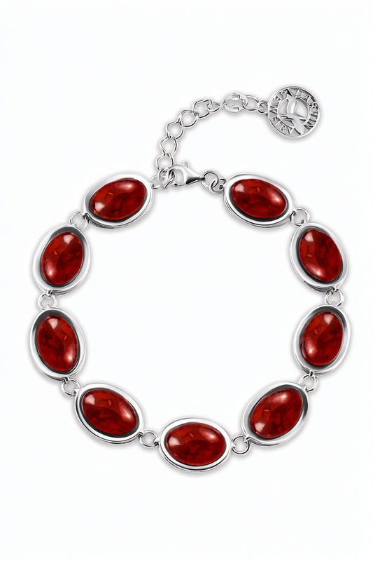 Oval Cognac Amber Silver Bracelet — DARVIN (Pre-Order)