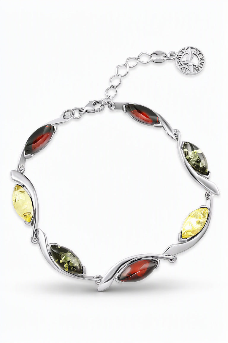 Marquise Mixed Amber Silver Bracelet — DARVIN (Pre-Order)