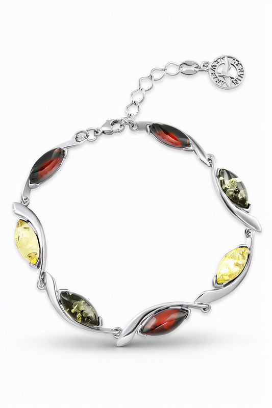 Marquise Mixed Amber Silver Bracelet — DARVIN (Pre-Order)