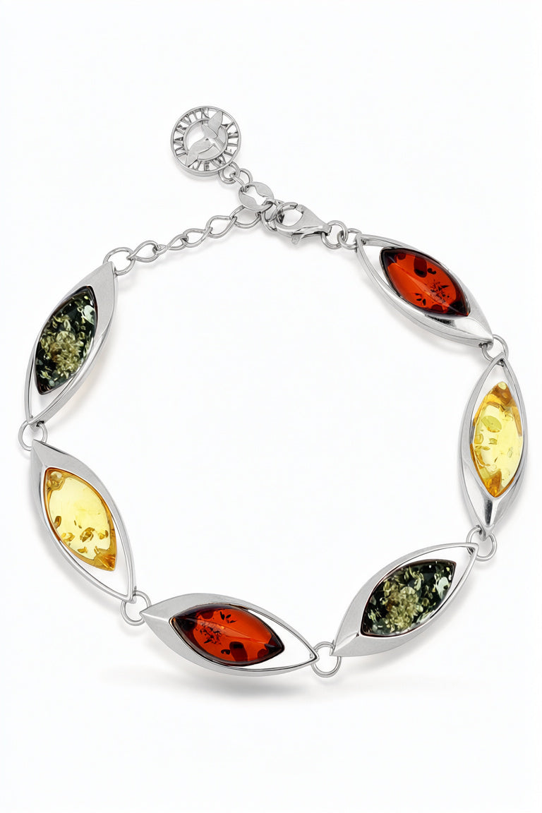 Marquise Mixed Amber Silver Bracelet — DARVIN (Pre-Order)