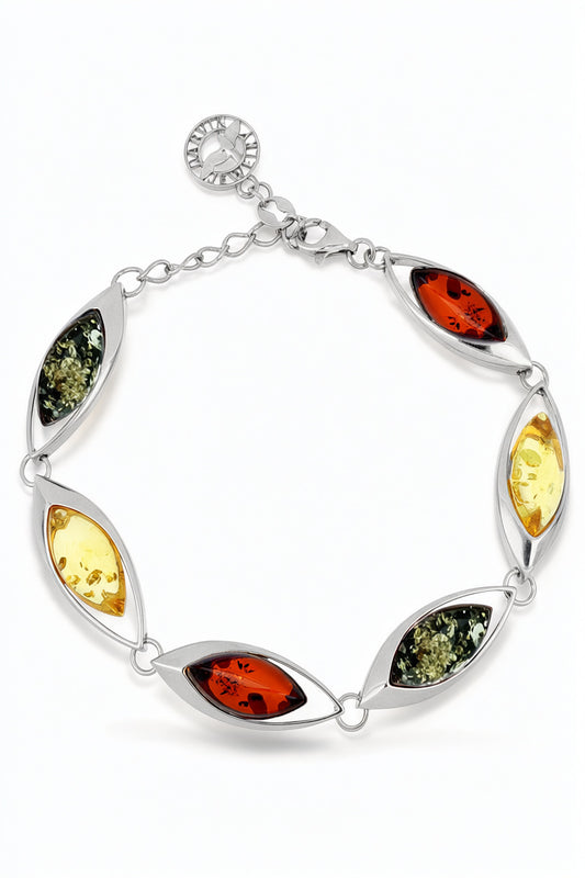 Marquise Mixed Amber Silver Bracelet — DARVIN (Pre-Order)