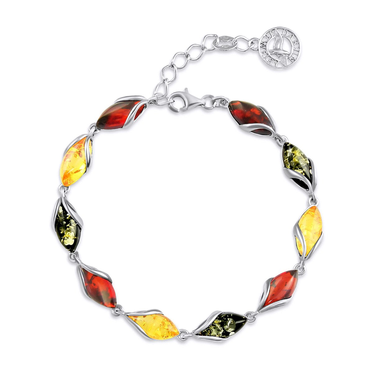 Marquise Mixed Amber Silver Bracelet — DARVIN (Pre-Order)