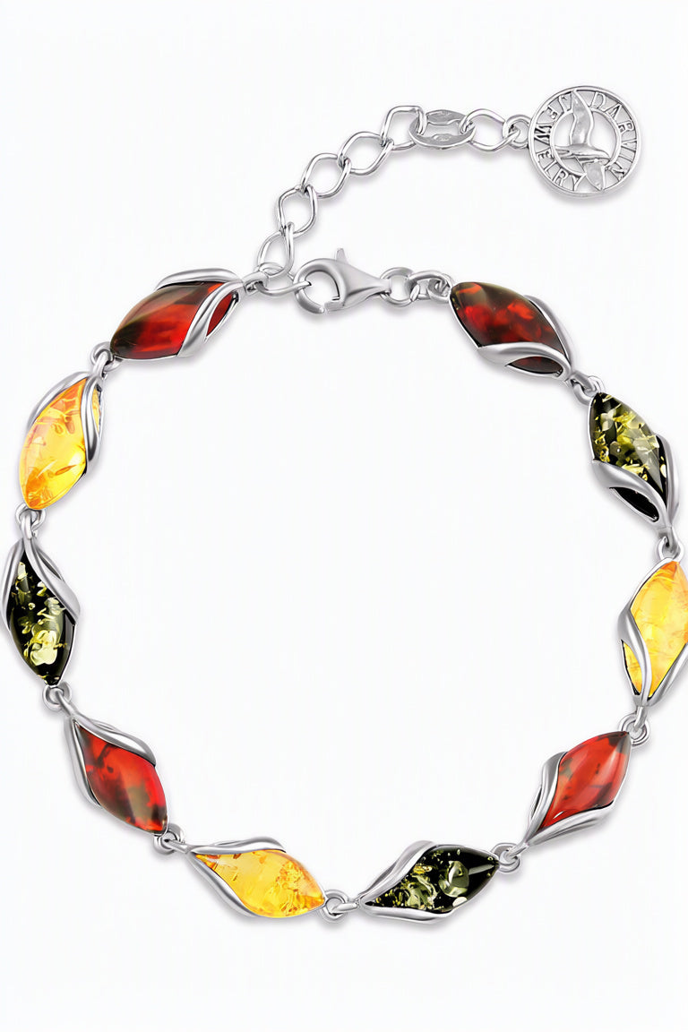 Marquise Mixed Amber Silver Bracelet — DARVIN (Pre-Order)