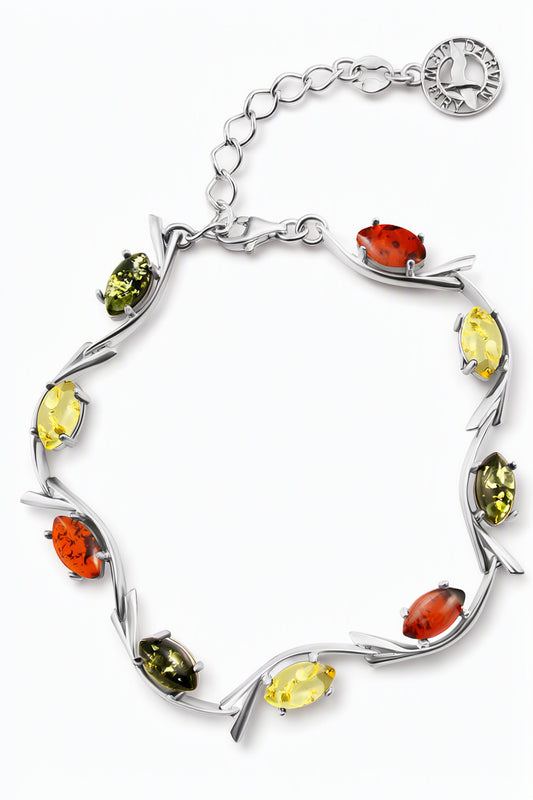 Marquise Mixed Amber Silver Bracelet — DARVIN (Pre-Order)