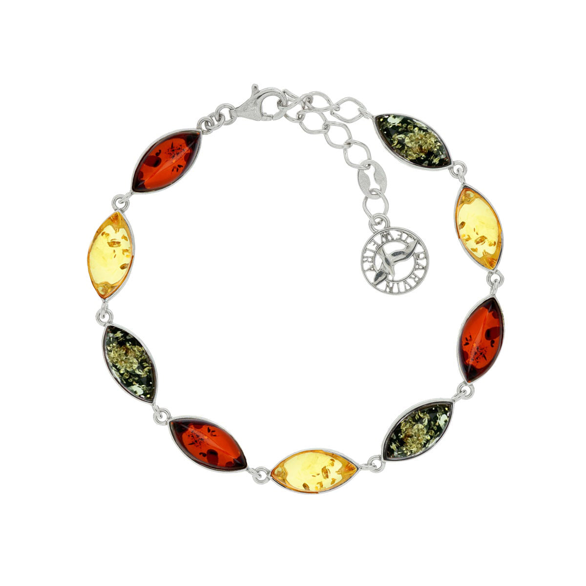 Marquise Mixed Amber Silver Bracelet — DARVIN (Pre-Order)