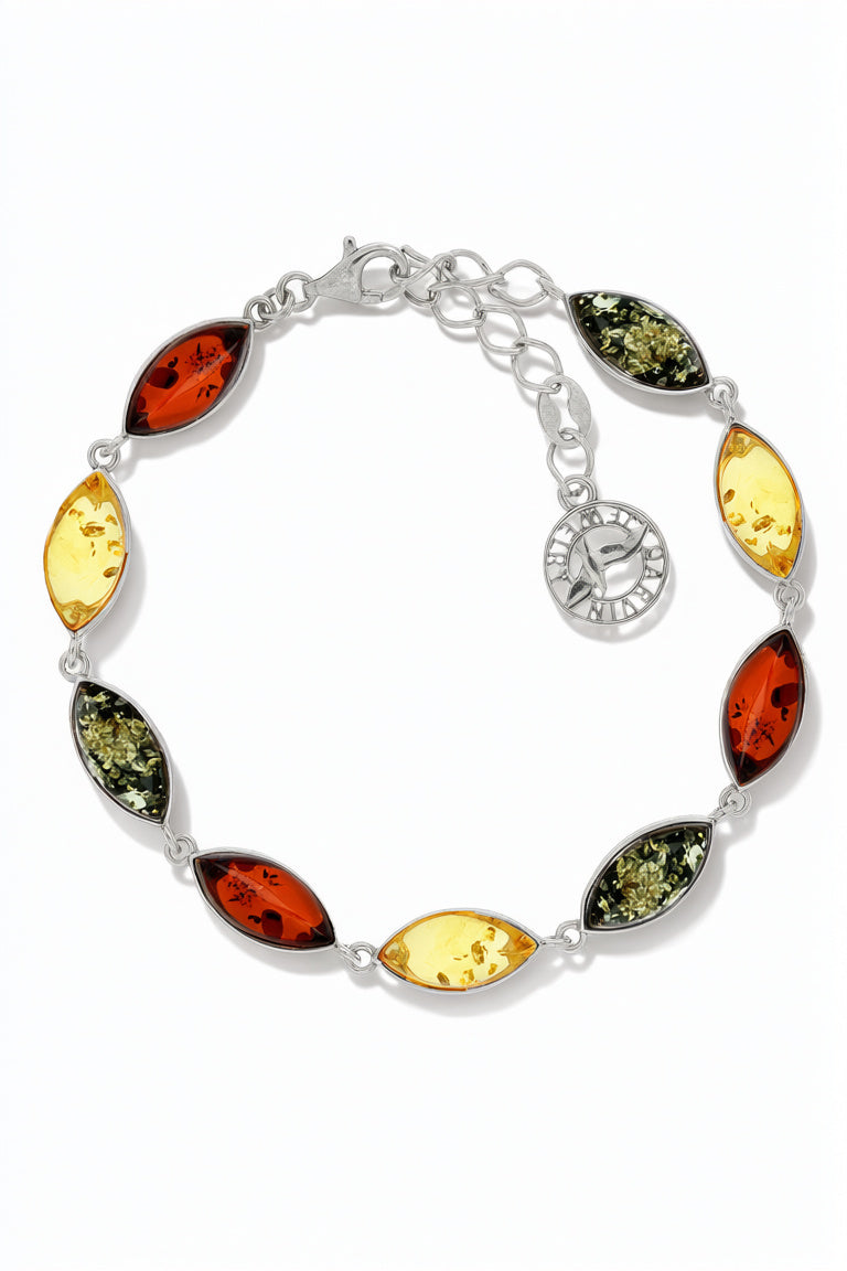 Marquise Mixed Amber Silver Bracelet — DARVIN (Pre-Order)