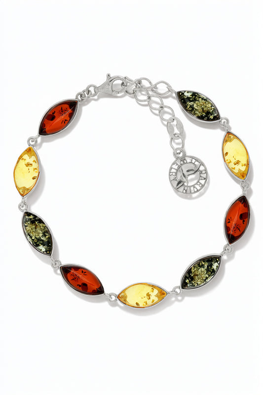 Marquise Mixed Amber Silver Bracelet — DARVIN (Pre-Order)
