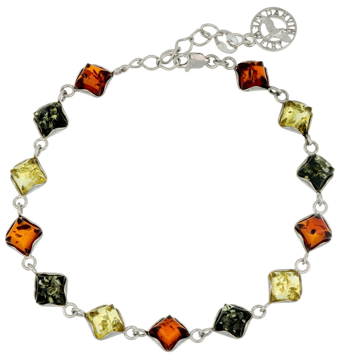 Square Mixed Amber Silver Bracelet — DARVIN (Pre-Order)