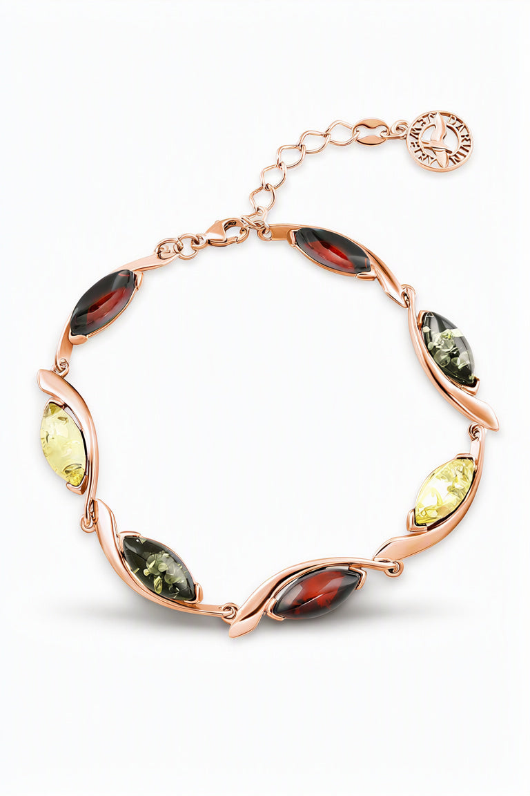 Marquise Mixed Amber Silver Bracelet — DARVIN (Pre-Order)