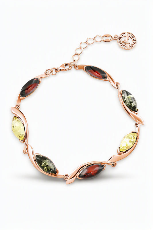 Marquise Mixed Amber Silver Bracelet — DARVIN (Pre-Order)