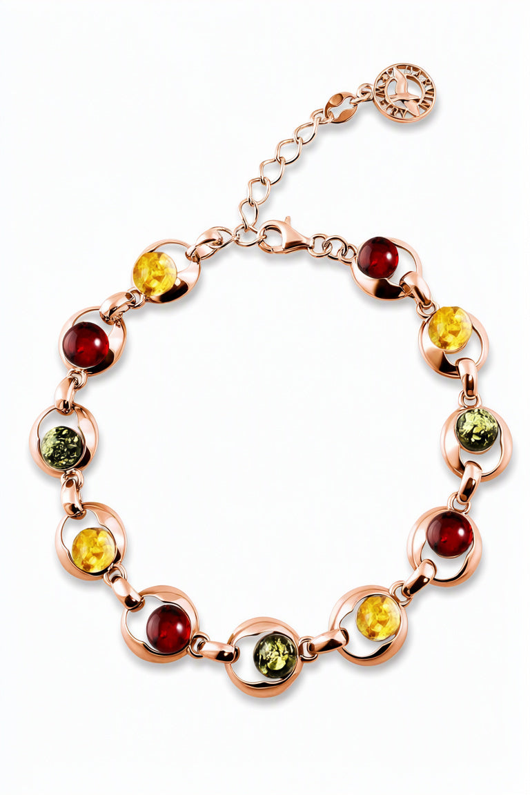 Round Mixed Amber Silver Bracelet — DARVIN (Pre-Order)