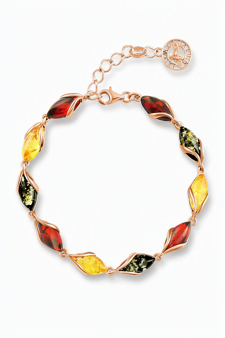 Marquise Mixed Amber Silver Bracelet — DARVIN (Pre-Order)
