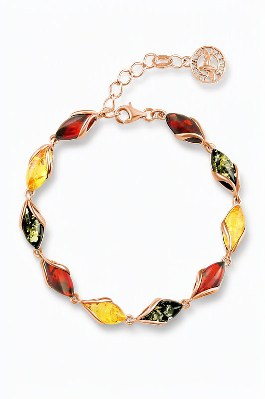 Marquise Mixed Amber Silver Bracelet — DARVIN (Pre-Order)