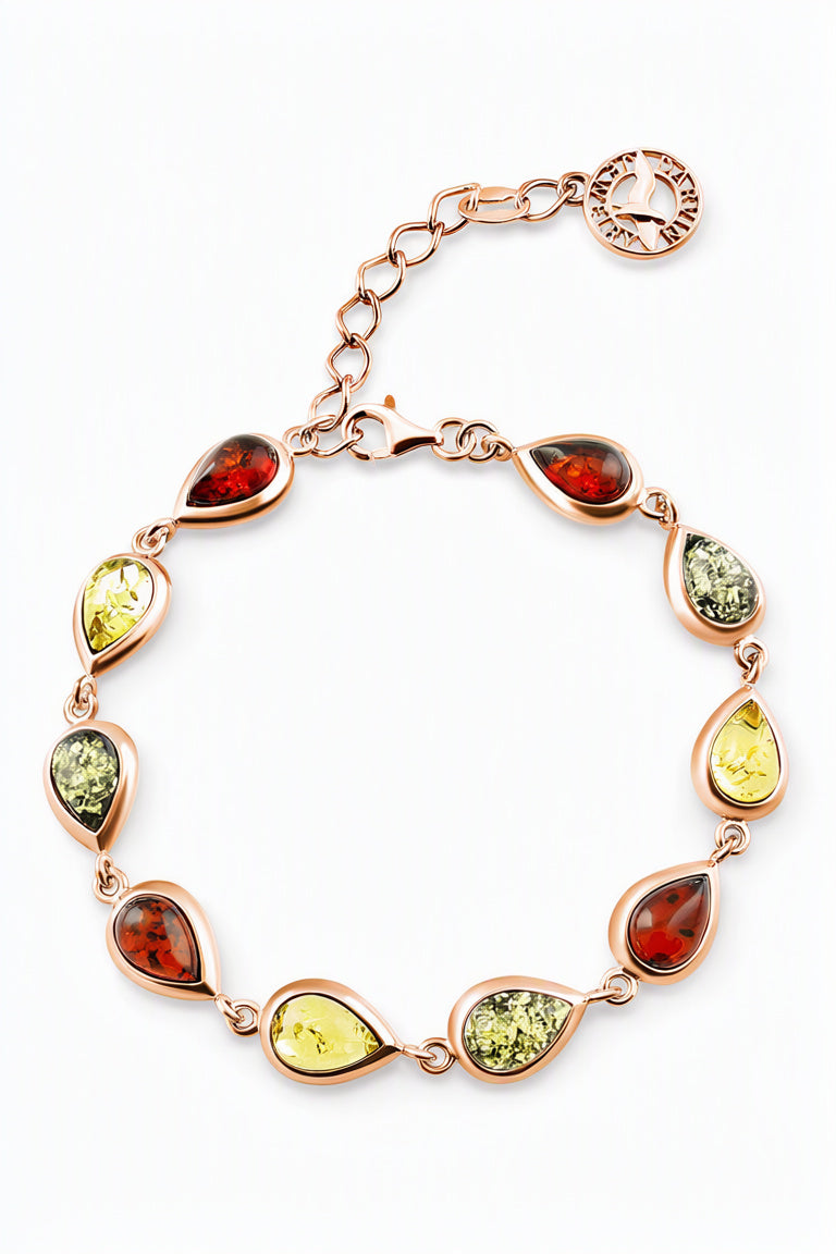 Teardrop Mixed Amber Silver Bracelet — DARVIN (Pre-Order)