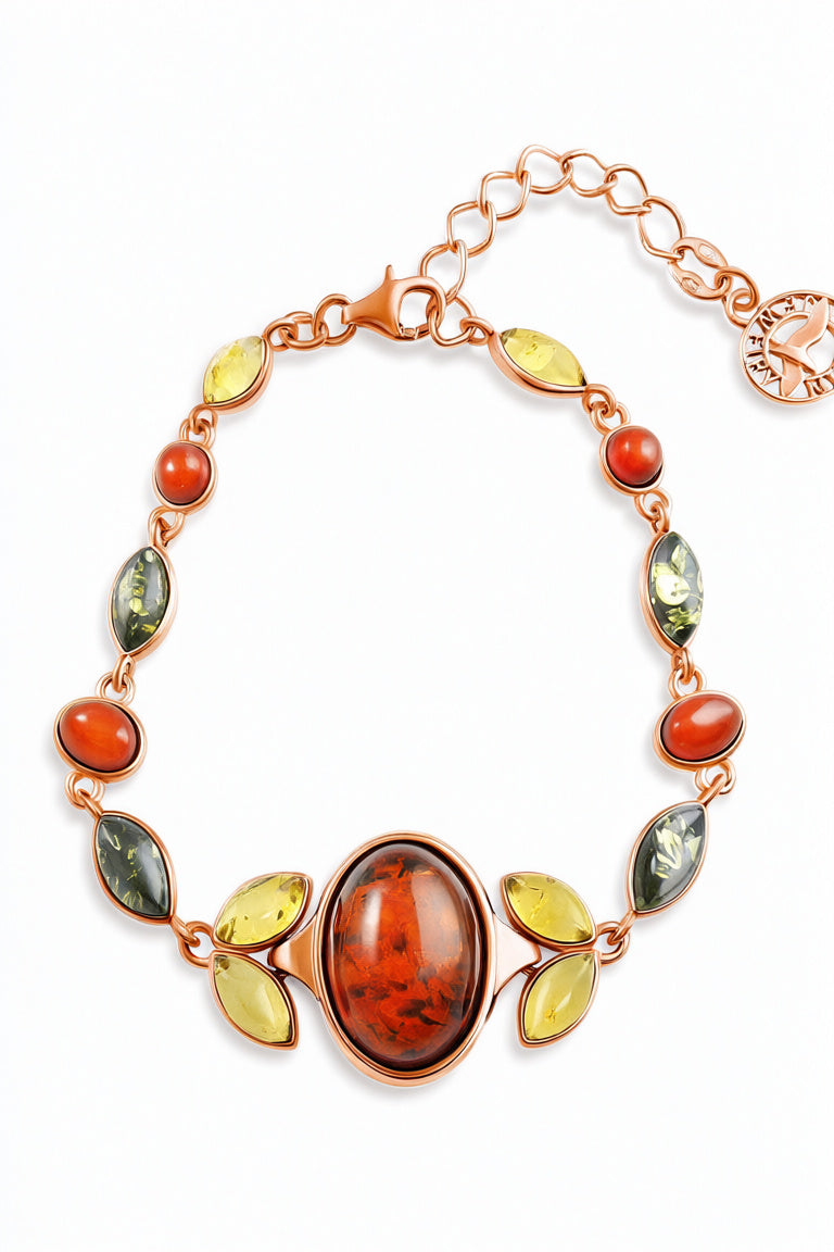 Oval Mixed Amber Silver Bracelet — DARVIN (Pre-Order)
