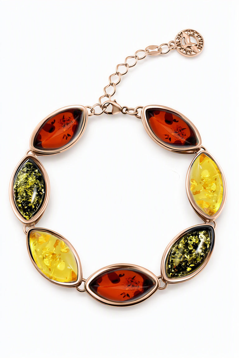 Marquise Mixed Amber Silver Bracelet — DARVIN (Pre-Order)