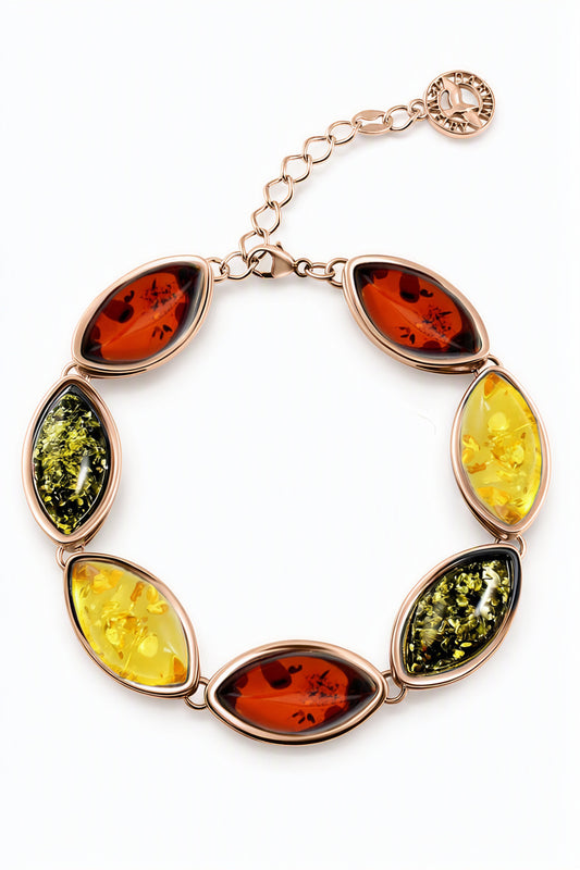 Marquise Mixed Amber Silver Bracelet — DARVIN (Pre-Order)
