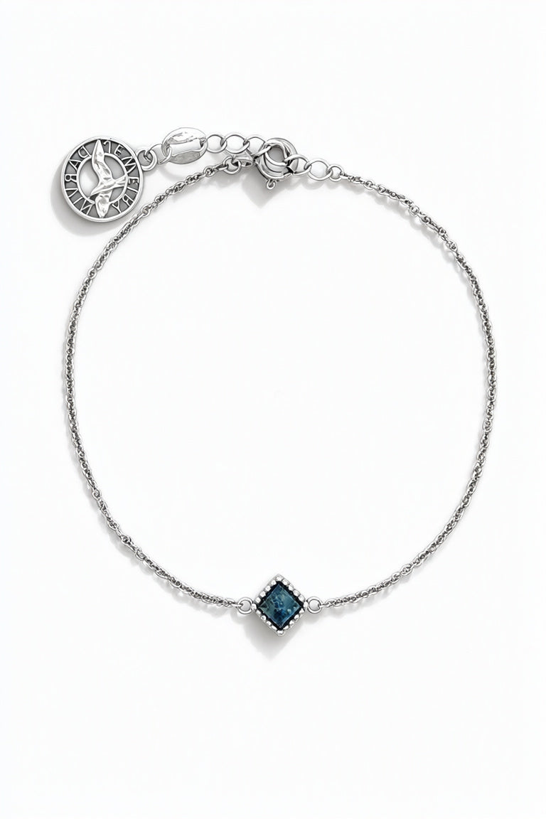 Square Treated Blue Amber Silver Bracelet — DARVIN (Pre-Order)
