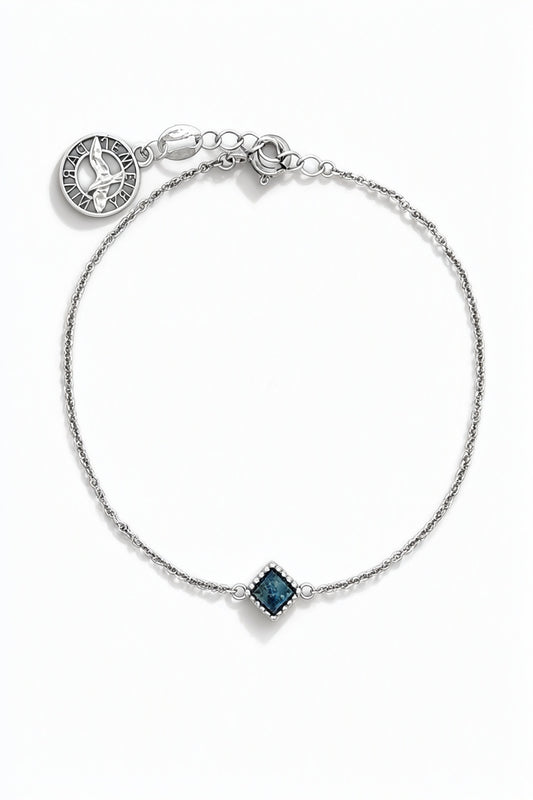 Square Treated Blue Amber Silver Bracelet — DARVIN (Pre-Order)