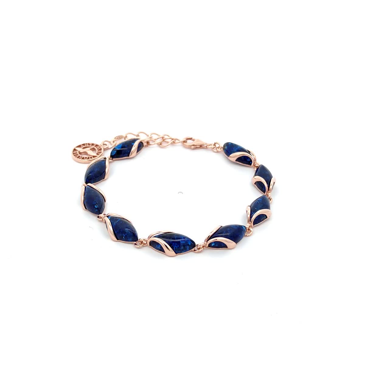 Marquise Treated Blue Amber Silver Bracelet — DARVIN (Pre-Order)