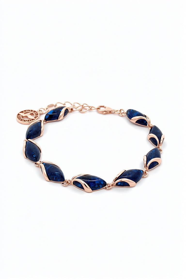 Marquise Treated Blue Amber Silver Bracelet — DARVIN (Pre-Order)