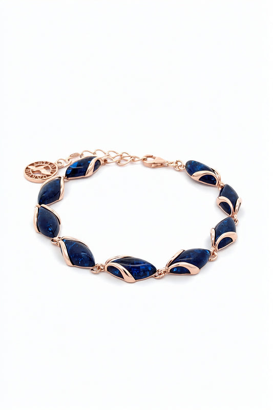 Marquise Treated Blue Amber Silver Bracelet — DARVIN (Pre-Order)