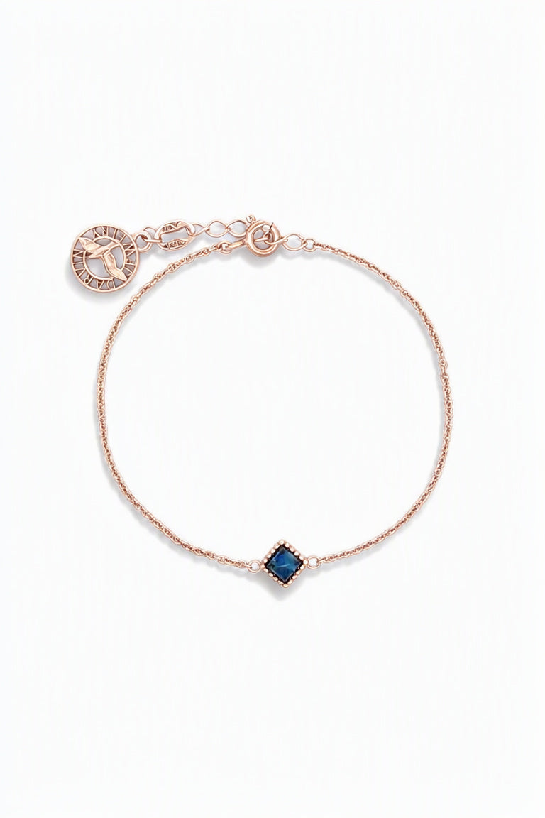 Square Treated Blue Amber Silver Bracelet — DARVIN (Pre-Order)