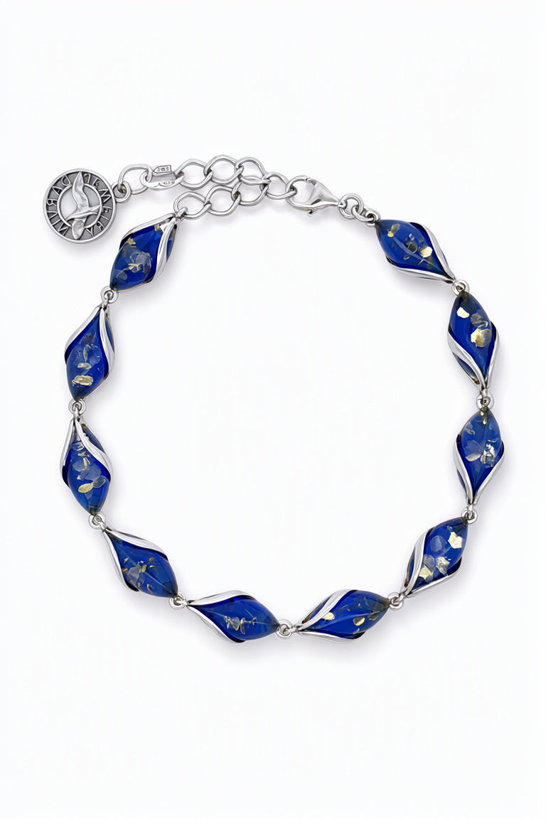 Marquise Sapphire Blue Amber Silver Bracelet — DARVIN (Pre-Order)
