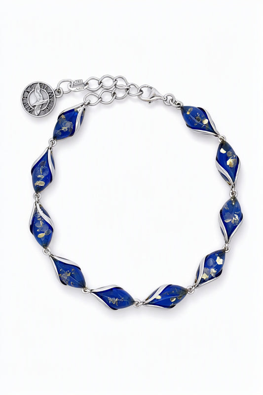 Marquise Sapphire Blue Amber Silver Bracelet — DARVIN (Pre-Order)