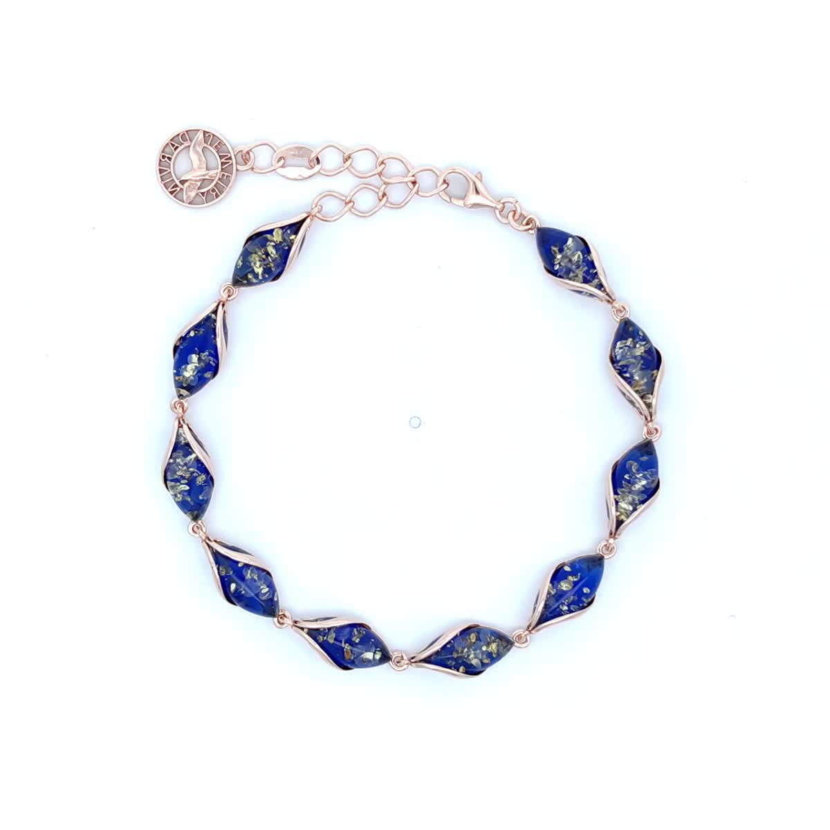 Marquise Sapphire Blue Amber Silver Bracelet — DARVIN (Pre-Order)