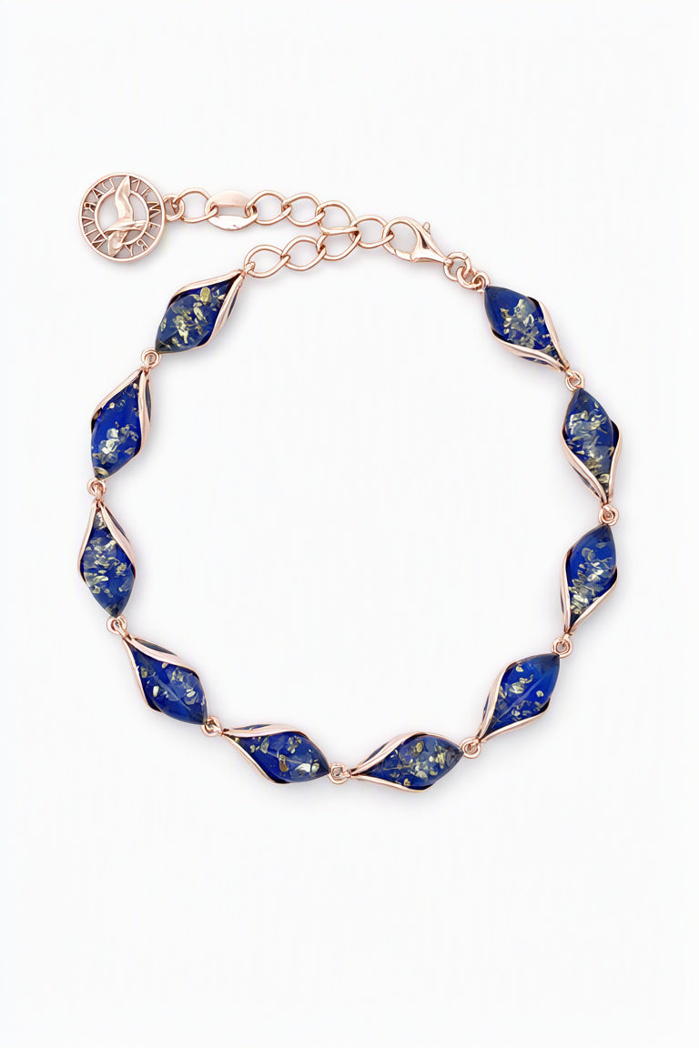 Marquise Sapphire Blue Amber Silver Bracelet — DARVIN (Pre-Order)