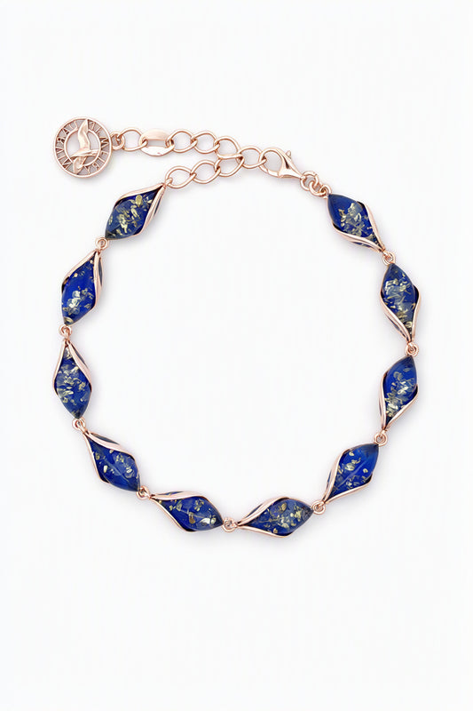 Marquise Sapphire Blue Amber Silver Bracelet — DARVIN (Pre-Order)