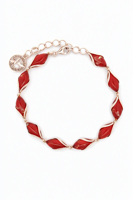 Marquise Ruby Red Amber Silver Bracelet — DARVIN (Pre-Order)