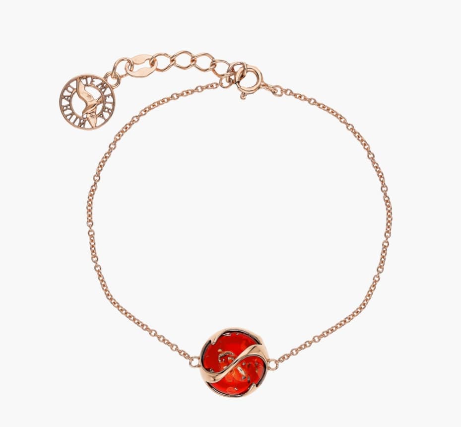 Round Ruby Red Amber Silver Bracelet — DARVIN (Pre-Order)