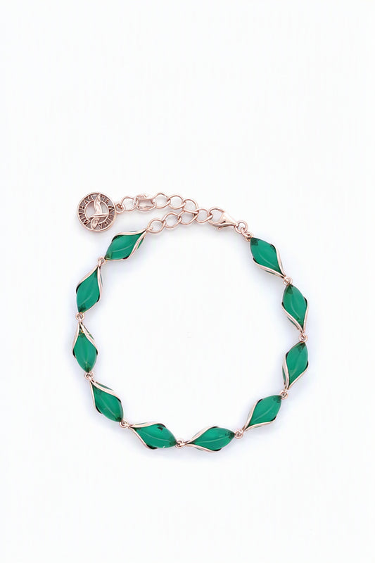Marquise Emerald Green Amber Silver Bracelet — DARVIN (Pre-Order)