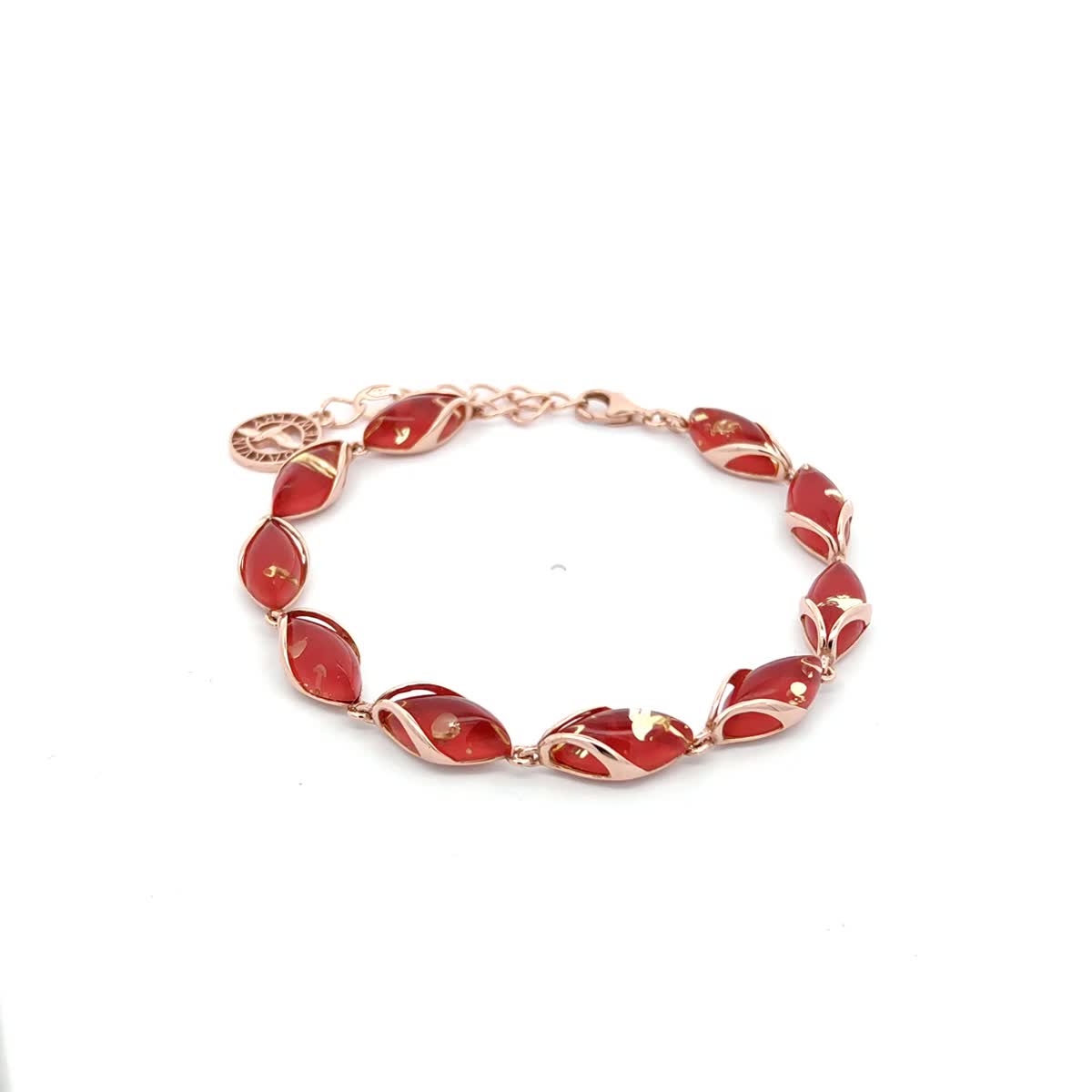 Marquise Pink Amber Silver Bracelet — DARVIN (Pre-Order)