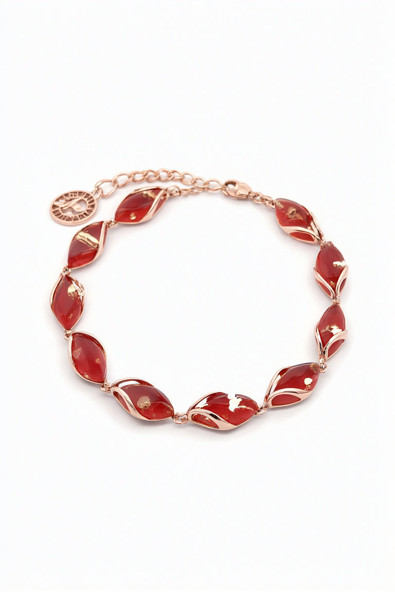 Marquise Pink Amber Silver Bracelet — DARVIN (Pre-Order)