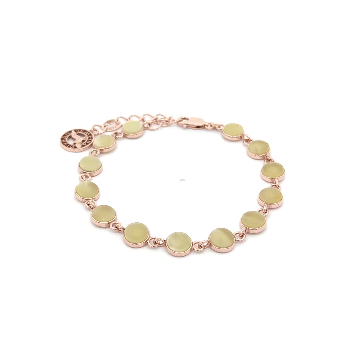 Round White Amber Silver Bracelet — DARVIN (Pre-Order)