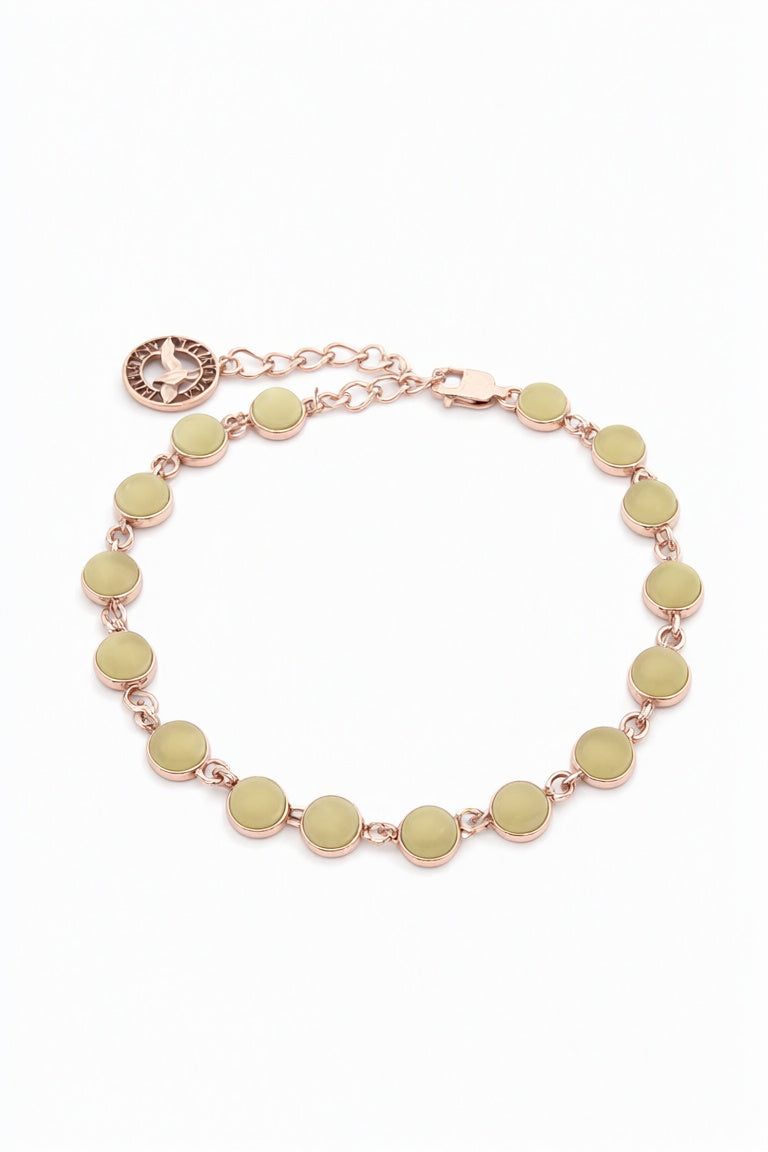 Round White Amber Silver Bracelet — DARVIN (Pre-Order)